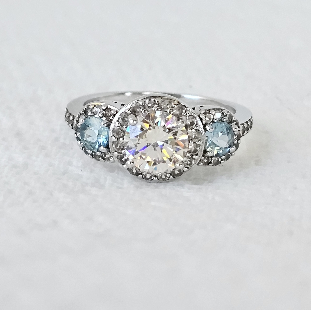 Rare Strontium Titanate & Blue Topaz Ring Sterling Silver Size 7! - Picture 3 of 11
